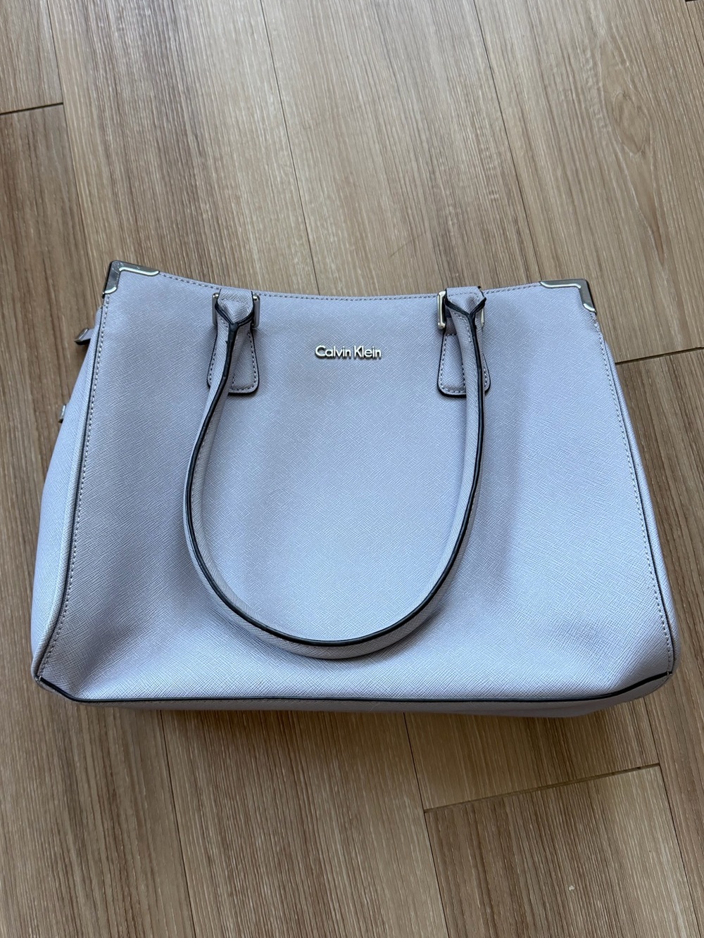 Calvin Klein Steel Purple Structured Tote with Silver Accents